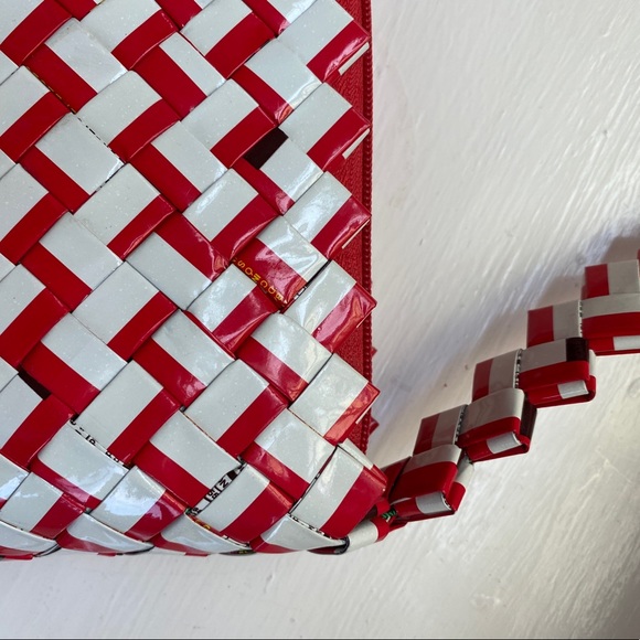 Red and White Recycled Candy Wrapper Purse - Picture 3 of 3